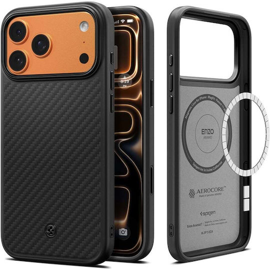 Husă Spigen Enzo Aramid T cu MagSafe pentru iPhone 18 Pro Max/iPhone 17 Pro Max, Neagră
