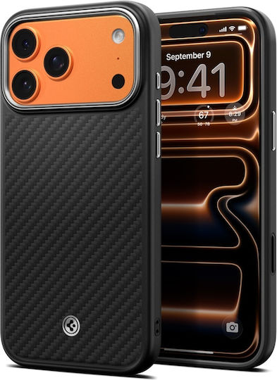 Husă Spigen Enzo Aramid T cu MagSafe pentru iPhone 18 Pro Max / iPhone 17 Pro Max, Negru și Argintiu