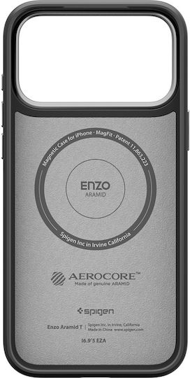 Husă Spigen Enzo Aramid T MagSafe Negru Argintiu pentru iPhone 18 Pro / iPhone 17 Pro