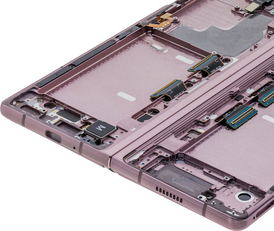 Inner Oled Assembly Frame Samsung Galaxy Z Fold 2 5g Us & International Service Pack Mystic Bronze Gold Hinge