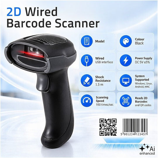Qoltec Handheld-Scanner mit Linearer Bildgeber (1D) Barcodes