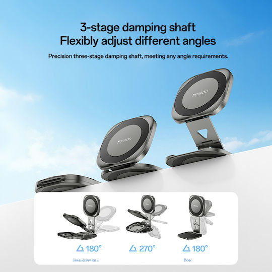 Yesido C301 Foldable Magnetic Aluminum Cell Phone Stand Black