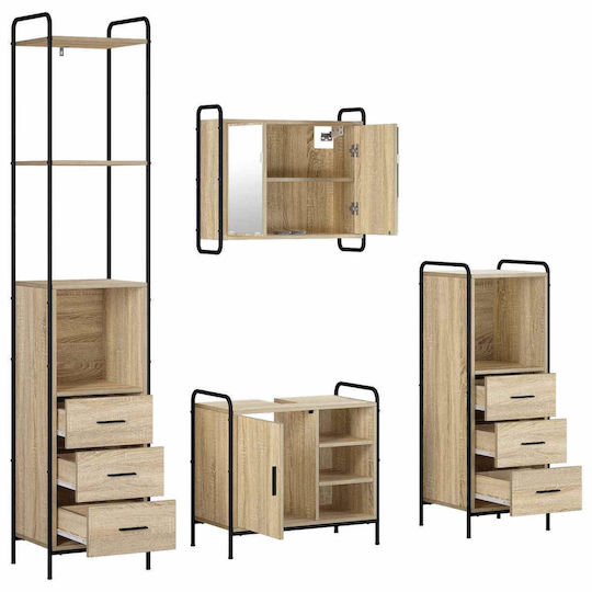 vidaXL Bathroom Vanity Unit Without Sink with Mirror W40xD36xH200.5cm Sonoma Oak