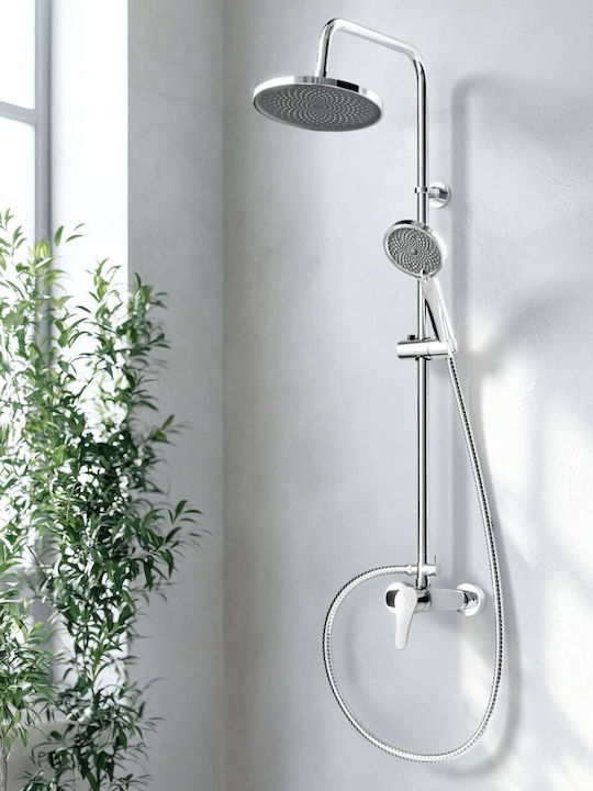 Invena Duschsäule mit Wannenbatterie Grau