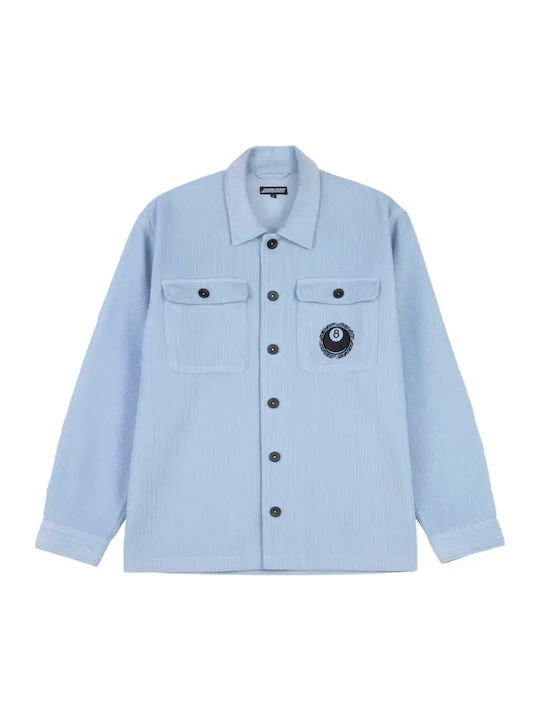 Long Sleeve Corduroy Overshirt in Regular Fit Ice Blue