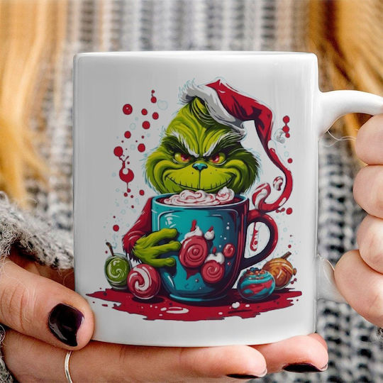 Koupakoupa Giggling Grinchy Galore Weihnachtliche Keramiktasse Braun 330 ml