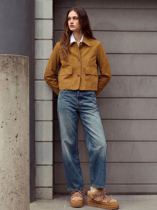 Nordic Damen-Stiefeletten mit Fell Camel