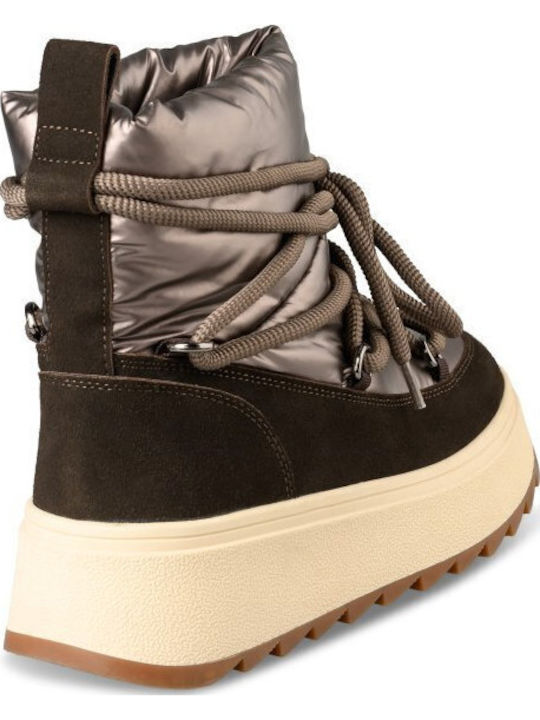 Damen-Stiefeletten mit Plateau Braun