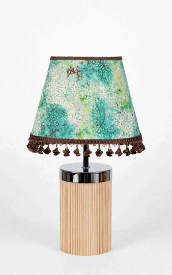 Oxygen Gold Signs Wooden Table Lamp for E27 Bulb with Green Shade and Gold Base