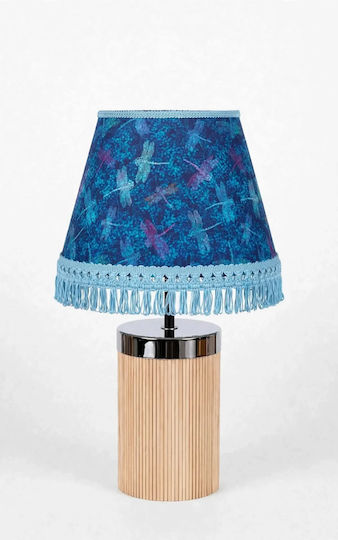 Oxygen Blue Dragonfly Table Lamp for E27 Socket with Blue Shade and Silver Base
