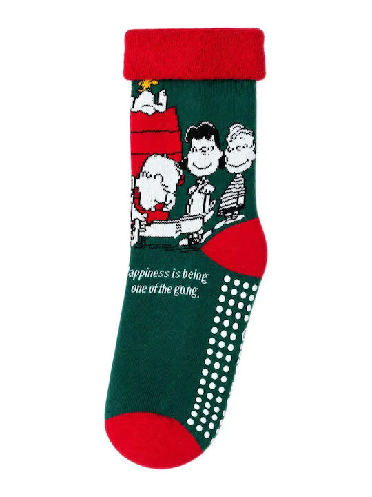 Admas Women's Non-Slip Socks Peanuts Snoopy Green