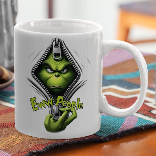 Koupakoupa Grinch Weihnachtlicher Keramikbecher Weiß 330 ml