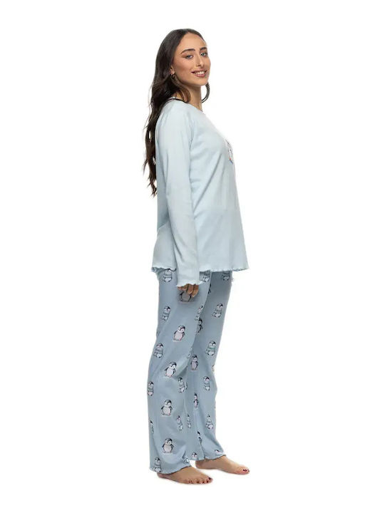 Galaxy Winterliches Damen-Pyjama-Set Babyblau