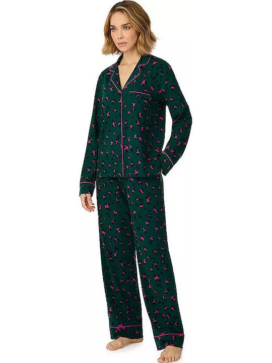 DKNY Зимен Дамски Комплект Пижама Green Prt