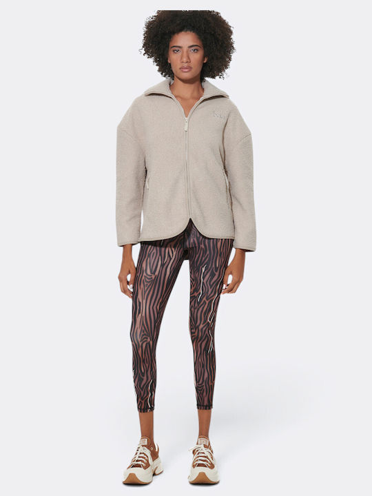 Καθημερινό Γυναικείο Cropped Κολάν Khaki Zebra