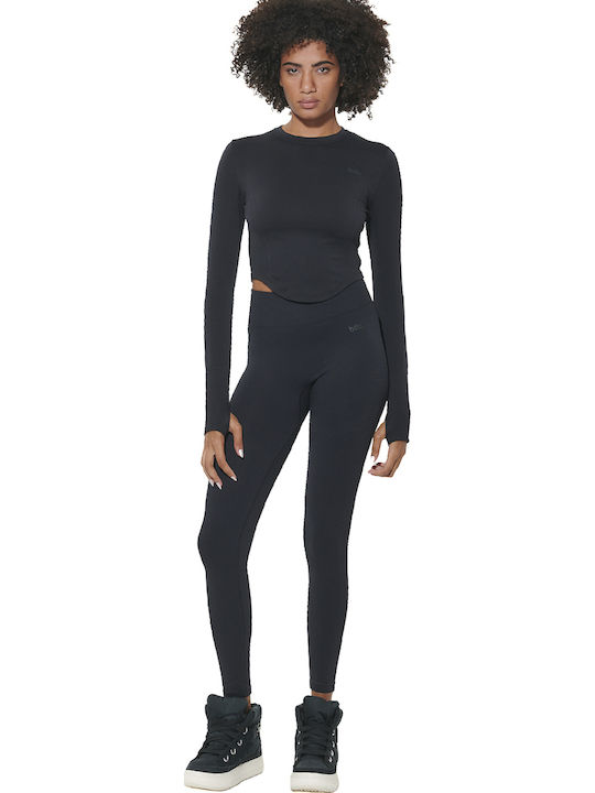 Training Damen-Leggings Push-up Schwarz