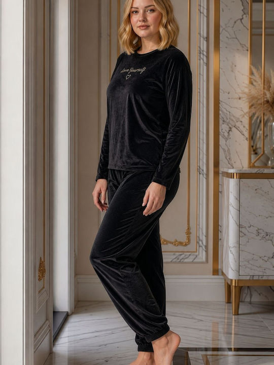 Boyraz Winter Women's Black Pajama Set