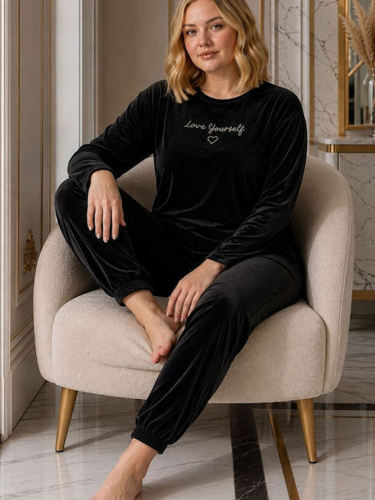 Boyraz Winter Women's Black Pajama Set