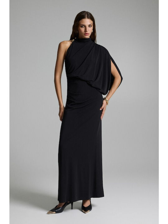 Maxi Βραδινό Φόρεμα Ντραπέ Black