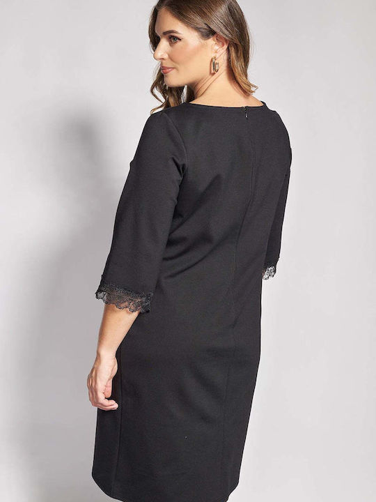 Rochie Midi cu Mâneci 3/4 Neagră