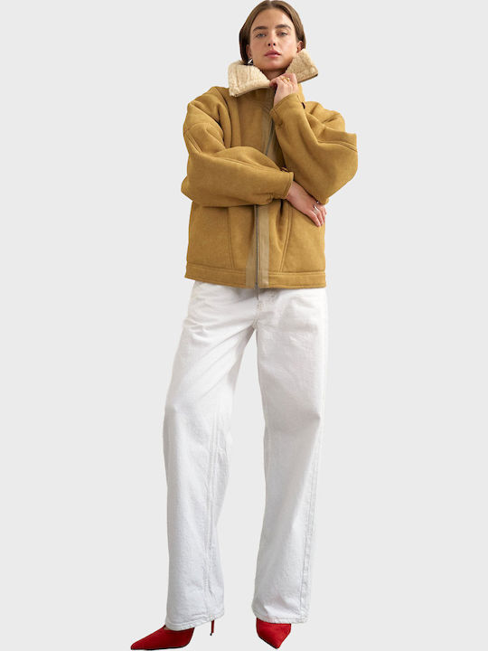 Topshop Tulla Women's Winter Jacket Tan