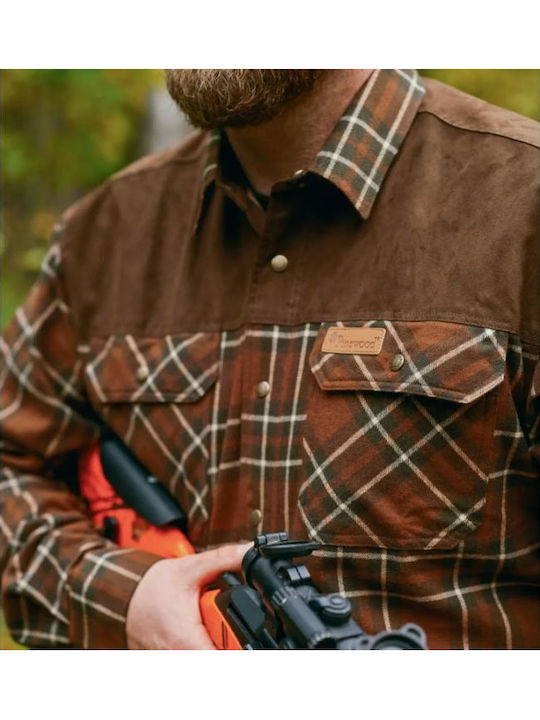 Long Sleeve Flannel Shirt in a Slim Fit Nougat/Beige