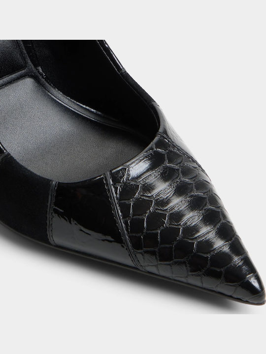 Stasyamix Pointed Toe Pumps with Thin Low Heel Black