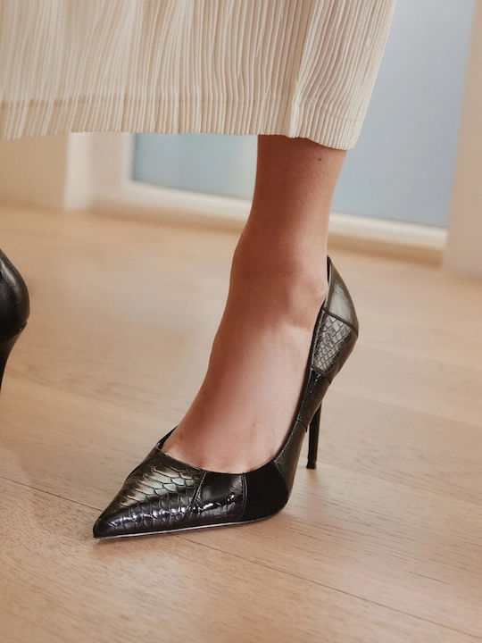 Stasyamix Pointed Toe Pumps with Thin Low Heel Black