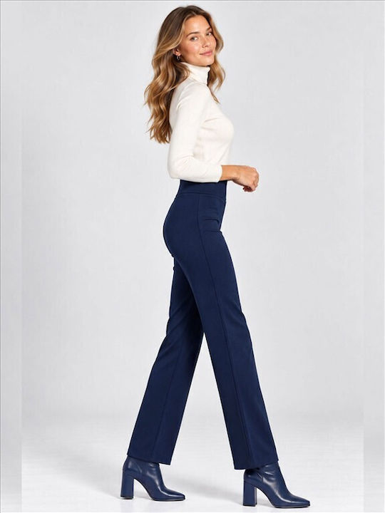 Pantaloni Dama din Țesătură Albaștri T26200-Albastru