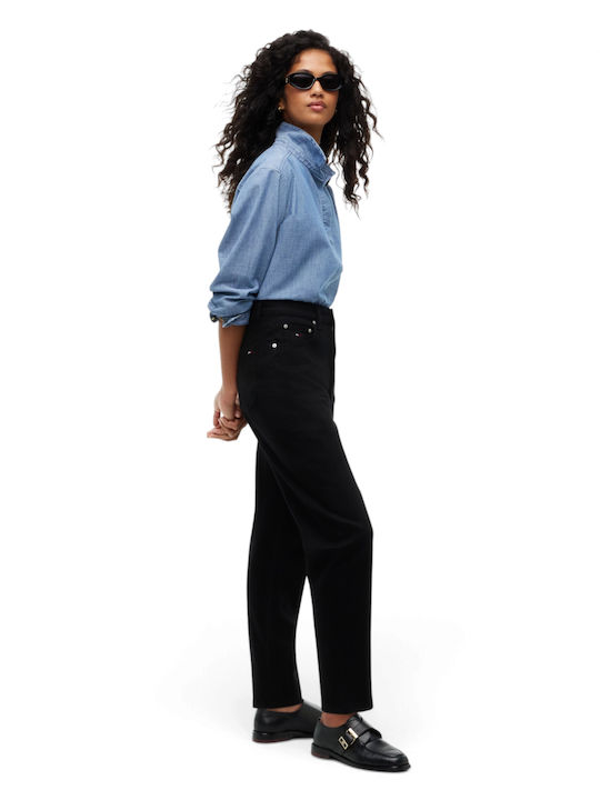 Damen Jeanshose mit Hohem Bund in Mom-Passform Schwarz