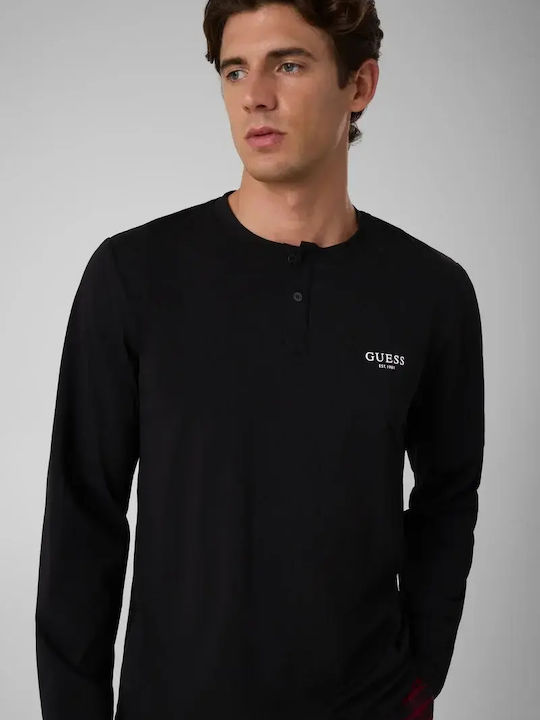 Guess Winterlicher Karierter Herrenpyjama Schwarz