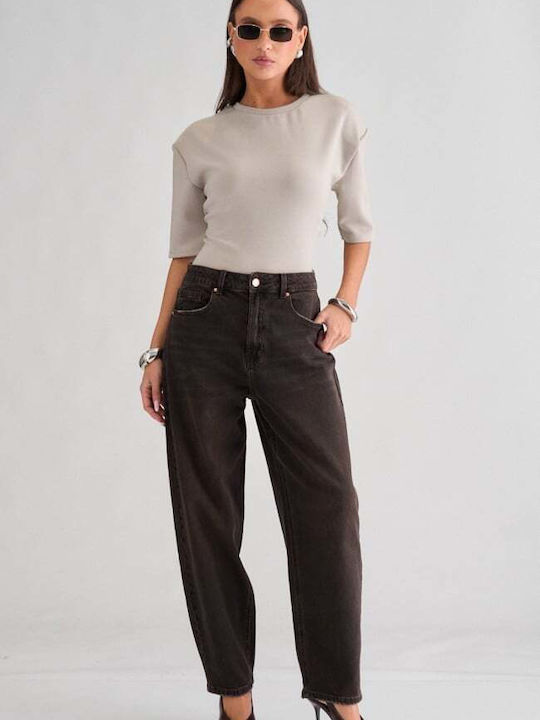 Damen Jeanshose in brauner Ballon-Passform