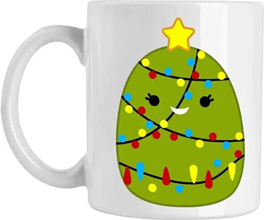 Weihnachtlicher Keramikbecher mit Bäumchen 330 ml (mit Personalisierung)
