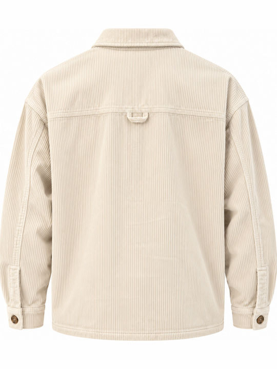 Overshirt din Catifea Raiată cu Mânecă Lungă, Croială Lejeră, Fog