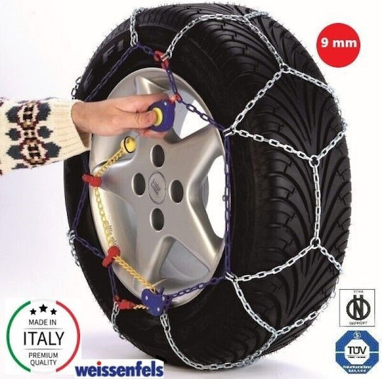 Weissenfels Newtech No 10 Anti-Skid Chains 9mm Thick for Passenger Cars 2 Pieces