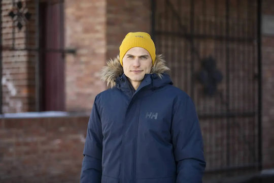 Brand Beanie Unisex Knitted Beanie in Blue