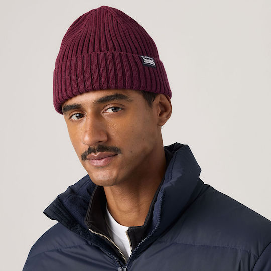 Sunset Beanie Men's Knitted Beanie in Burgundy