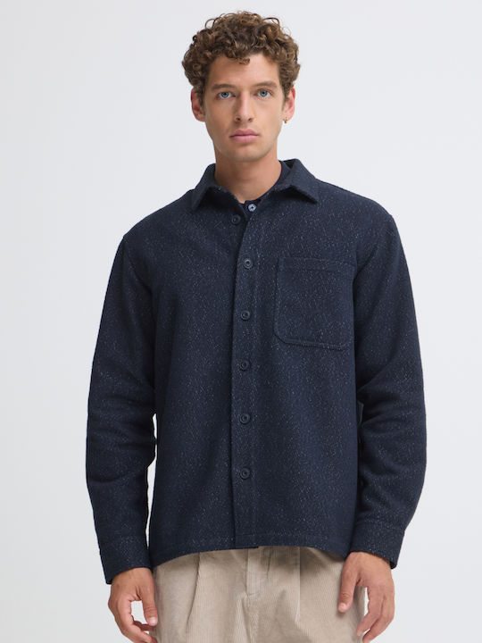 Long Sleeve Denim Overshirt Dark Blue