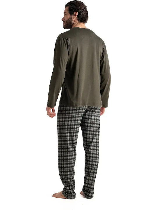 Relax Anatomic Winterpyjama für Herren Kariert Khaki