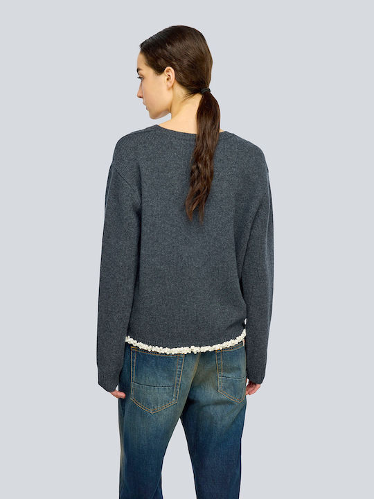 Celia Women's Long-Sleeve Wool Sweater Dark Grey