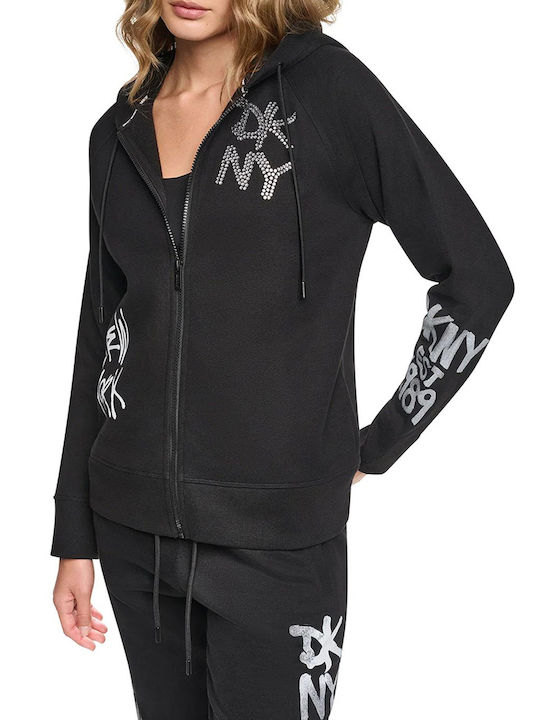 Damen-Strickjacke mit Reißverschluss Schwarz