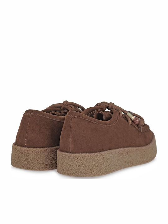 Suede Γυναικεία Μοκασίνια σε Ταμπά Χρώμα