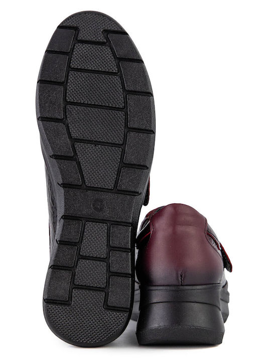 Leather Women's Moccasins in Burgundy 27252-Burgundy