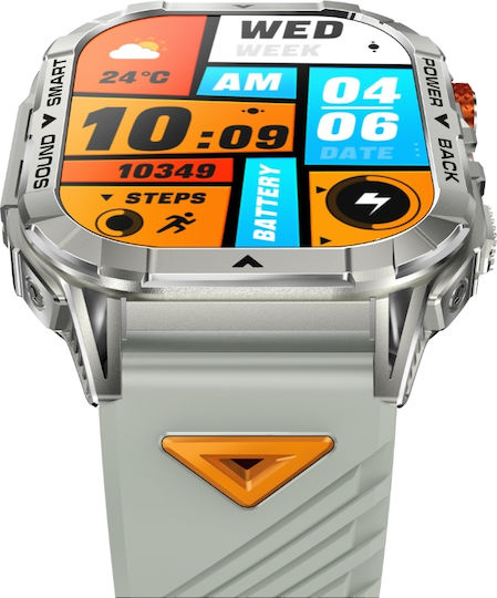 Microwear Smartwatch K70a Silver Case Gray Silicone Strap