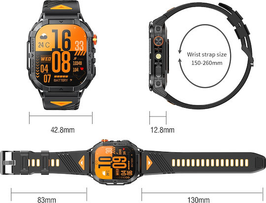Microwear Smartwatch K70a Silver Case Gray Silicone Strap