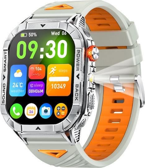 Microwear Smartwatch K70a Silver Case Gray Silicone Strap