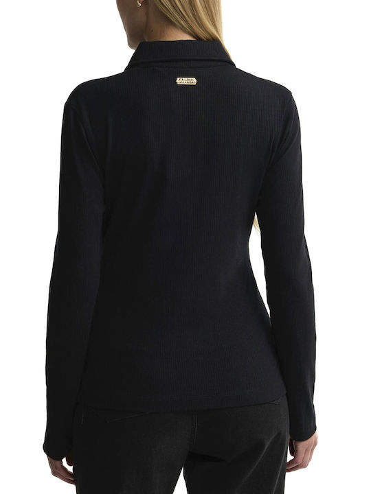 Barbour Bluză Polo Damă Cu Mânecă Lungă Neagră