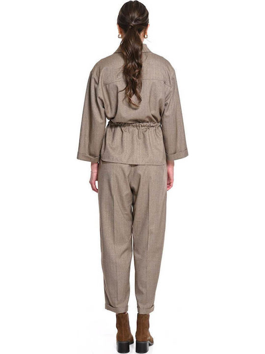 Women's Fabric Trousers in Relaxed Fit Taupe