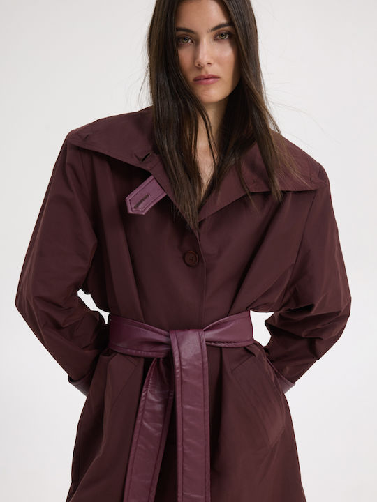 Damen-Trenchcoat Bordeaux
