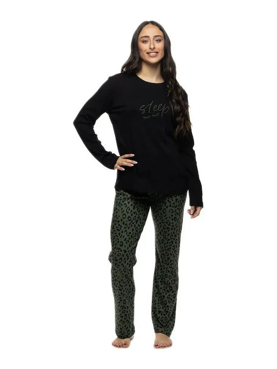 Galaxy Winter-Damenpyjama-Set Schwarz
